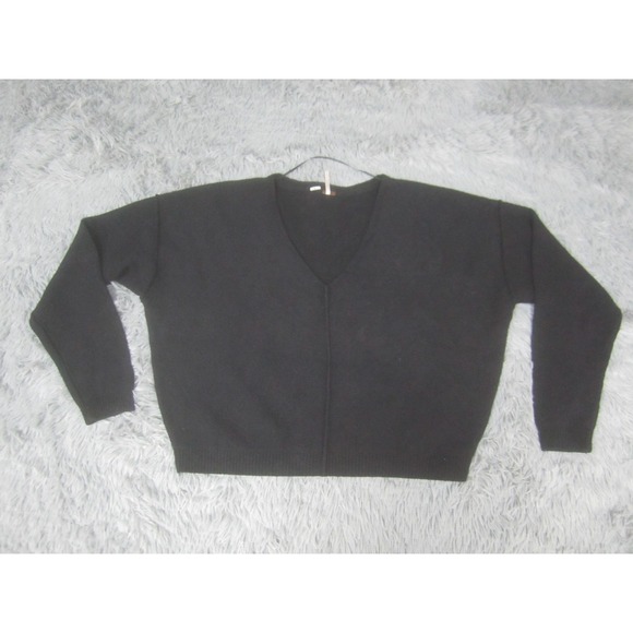 Free People Sweaters - Free‎ People Womens Small Sweater Black Long Sleeve V-Neck Casual Knit